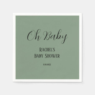 Oh Baby Saliegroen Script Mooie Moderne Baby Showe Servet