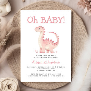 Oh Baby Schattige Roze Dinosaurussen Meisjes Baby  Kaart