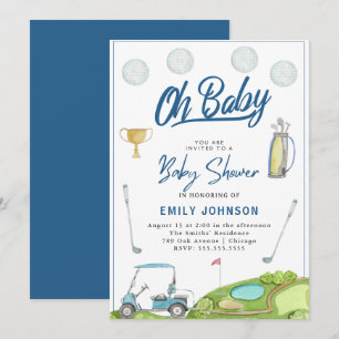 Oh Baby! Schattigee Golf Baby shower Party Uitnodi Kaart