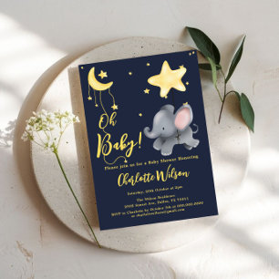 Oh Baby! Schattigee olifant en ballon Baby shower Kaart