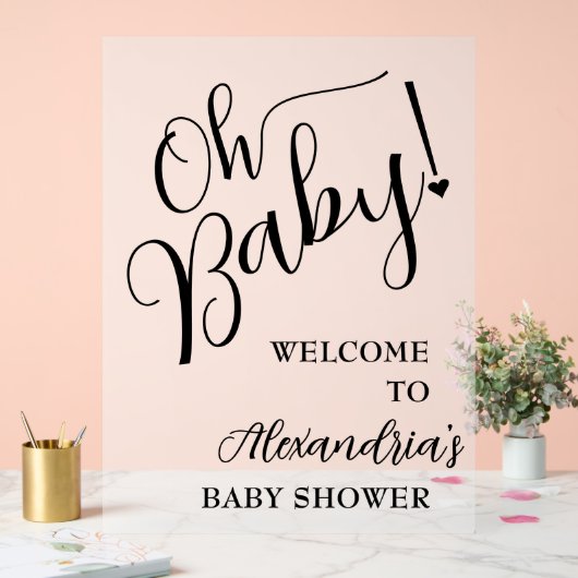 Oh Baby! Script Baby shower welkom Acryl Bord (Huwelijk)
