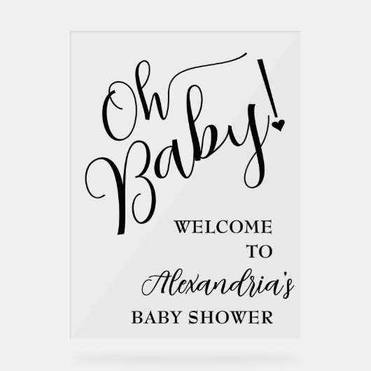 Oh Baby! Script Baby shower welkom Acryl Bord (Voorkant)
