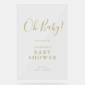 Oh Baby! Script Baby shower Welkom Goud Acryl Bord (Voorkant)