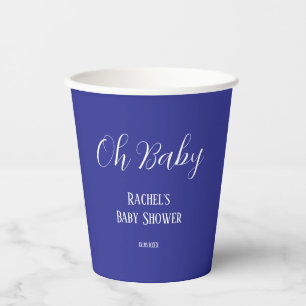 Oh Baby Script Boys Girls Baby shower Deep Blue Papieren Bekers