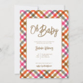 Oh Baby Script En vichy Baby shower Invitation (Devant)