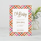 Oh Baby Script En vichy Baby shower Invitation (Debout devant)