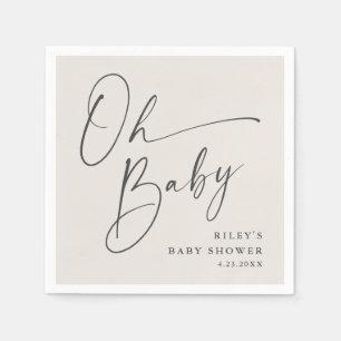 Oh Baby Script Modern Genderneutraal Baby shower Servet