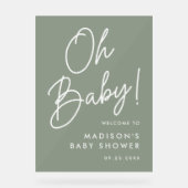 Oh Baby Script Sage Green Baby shower Bienvenue (Recto)