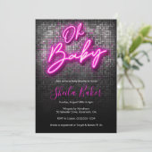 Oh Baby Shimmer Neon Baby shower Invitation (Debout devant)