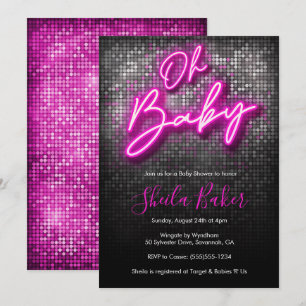 Oh Baby Shimmer Neon Baby shower Uitnodiging