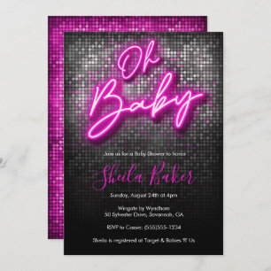 Oh Baby Shimmer Neon Invitation Baby shower