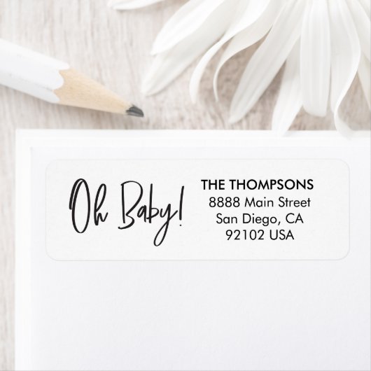 Oh Baby shower Bedankt Script Retouradres Etiket (Insitu)