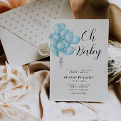 Oh Baby shower Blue Balloon Invitation