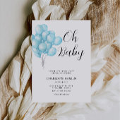 Oh Baby shower Blue Balloon Invitation