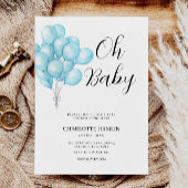 Oh Baby shower Blue Balloon Invitation