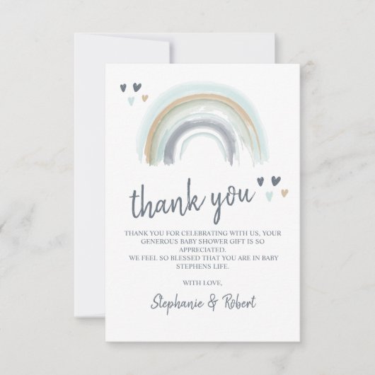 Oh Baby shower Blue Boho Rainbow Merci (Devant)