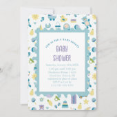 Oh Baby shower Blue Invitation (Devant)