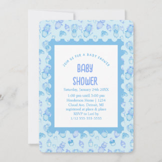 Oh Baby shower Blue Invitation