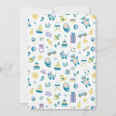 Oh Baby shower Blue Invitation Kaart (Achterkant)