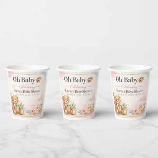 Oh Baby Shower Cups | Teddy Bear Party Décor Papieren Bekers