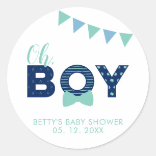 Oh Baby shower garçon   Sticker Merci Favoris