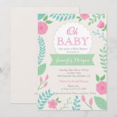 Oh Baby shower Girly Sweet Chic Floral Invitation (Devant / Derrière)