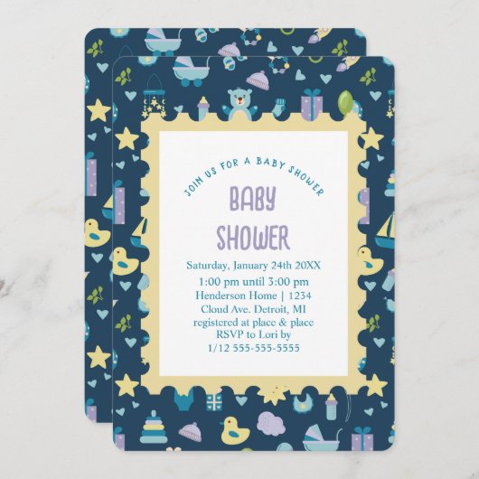 Oh Baby shower Invitation (Devant / Derrière)