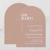 Oh Baby shower Invitation Arche Design rose (Devant / Derrière)