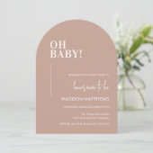 Oh Baby shower Invitation Arche Design rose (Debout devant)