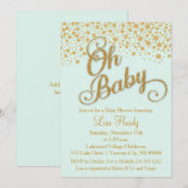 Oh Baby shower Invitation | Monnaie et Parties sci (Devant / Derrière)