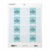 Oh Baby shower Mini Champagne Étiquette Garçon (Feuille entière)