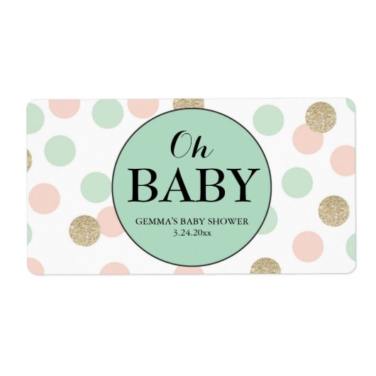 Oh Baby shower Mini Champagne Étiquette Genre Neut (Devant)