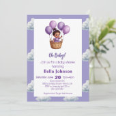 Oh Baby shower Paarse Kaart (Staand voorkant)