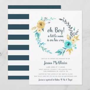 oh Baby shower Petit Homme Boy Invitation Turquois