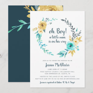 oh Baby shower petit homme sombre Invitation turqu
