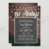 Oh Baby shower Rustic Forest Owl String Lights Kaart (Voorkant / Achterkant)