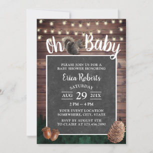 Oh Baby shower Rustic Forest Squirrel Kaart