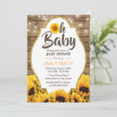 Oh Baby shower Rustic Sunflower & String Lights Kaart (Staand voorkant)