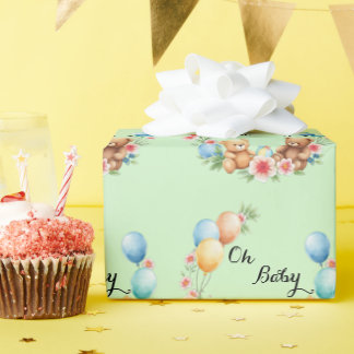 Oh Baby shower teddies & ballonnen Cadeaupapier