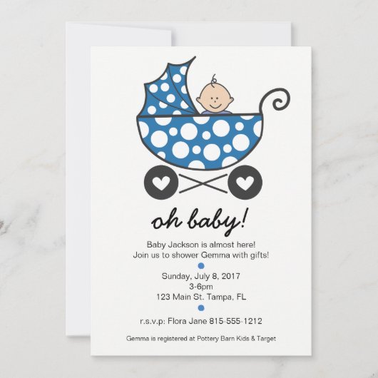 oh baby shower uitnodiging (Voorkant)