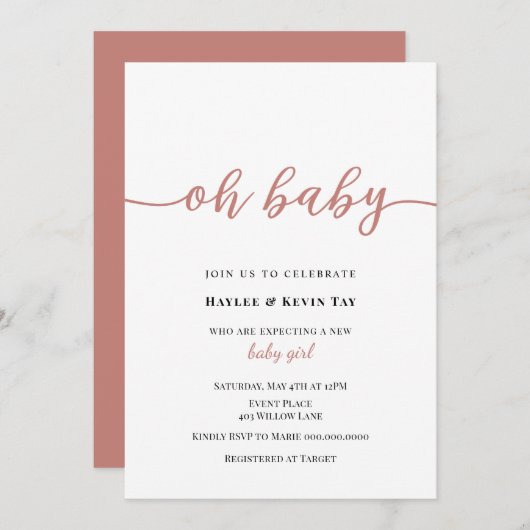 Oh Baby shower uitnodiging (Voorkant / Achterkant)