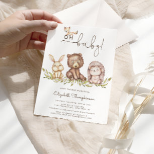 Oh Baby shower Woodland Cute Animals Kaart