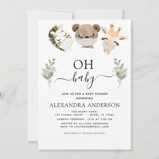 Oh Baby shower Woodland Eucalyptus Kaart (Voorkant)