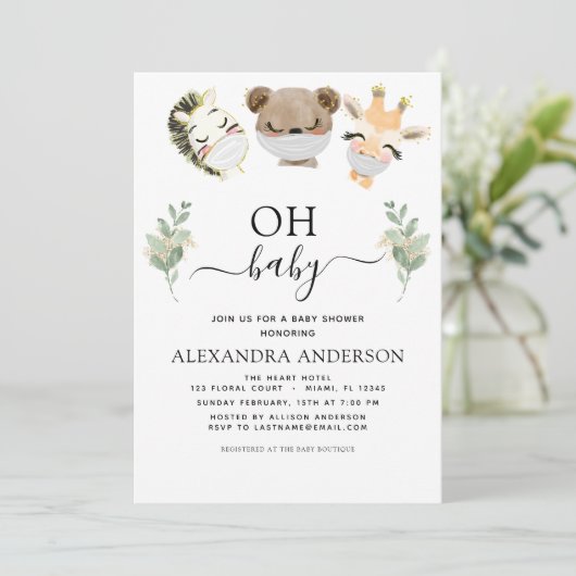Oh Baby shower Woodland Eucalyptus Kaart (Staand voorkant)