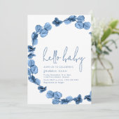 Oh Baby Simple Baby shower bleu foncé Invitation (Debout devant)