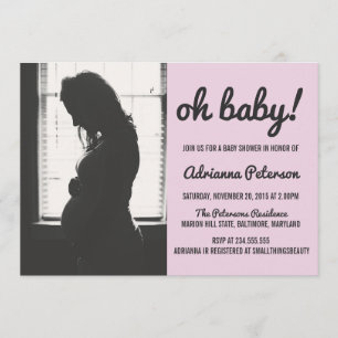 Oh Baby Simple Pink Baby shower Foto Chevron Kaart