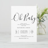 OH BABY Simple script baby shower Kaart (Staand voorkant)