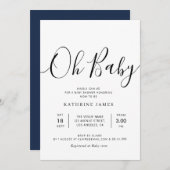 OH BABY Simple script baby shower Kaart (Voorkant / Achterkant)