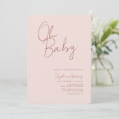 Oh Baby Soft Blush Pink Invitation minimale (Debout devant)