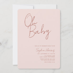 Oh Baby Soft Blush Pink Minimale uitnodiging